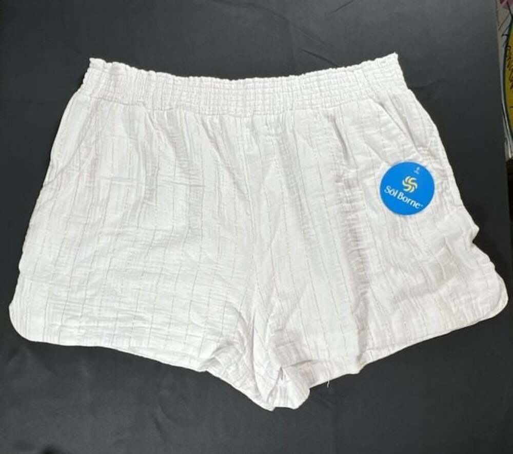 Sol Borne White Gold Striped Beach Shorts Size 2X